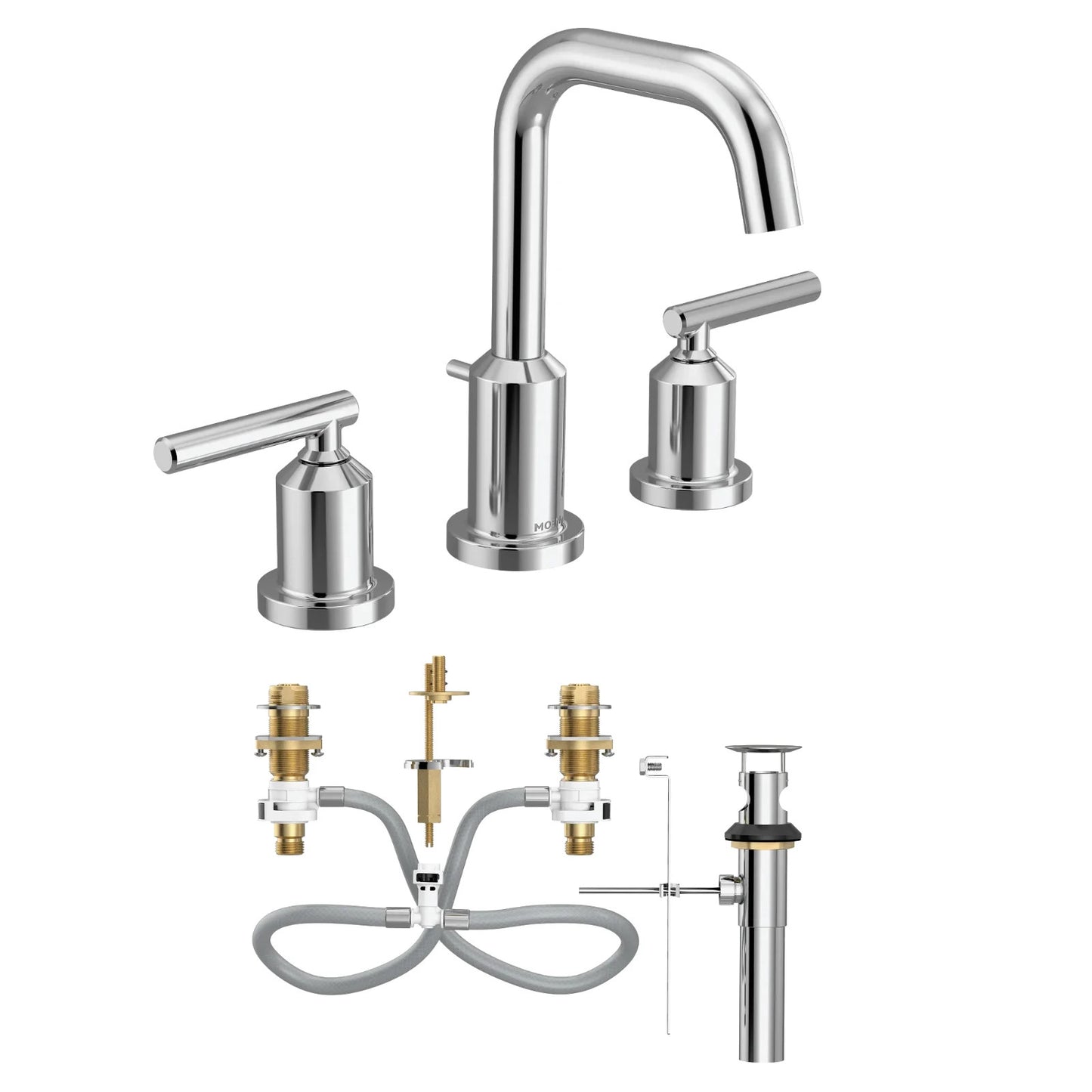 Moen TV6142 Gibson Chrome Two-Handle High Arc Widespread Bathroom Faucet