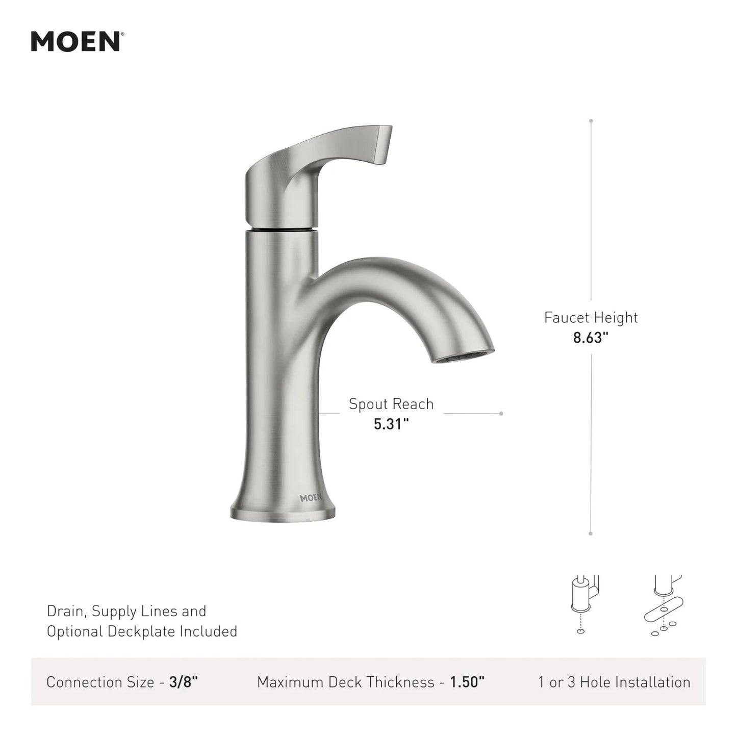 Moen 84466BL Korek Matte Black Single-Handle Centerset Bathroom Faucet