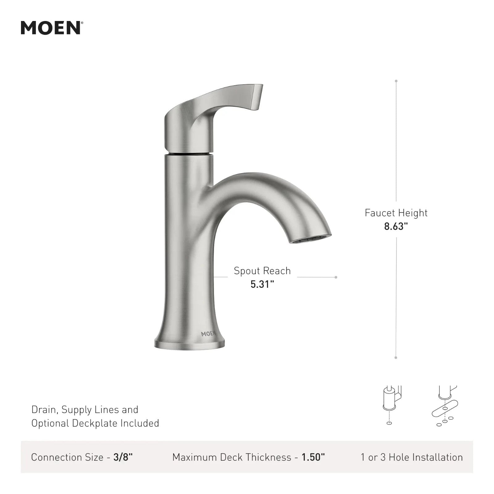 Moen 84466BL Korek Matte Black Single-Handle Centerset Bathroom Faucet