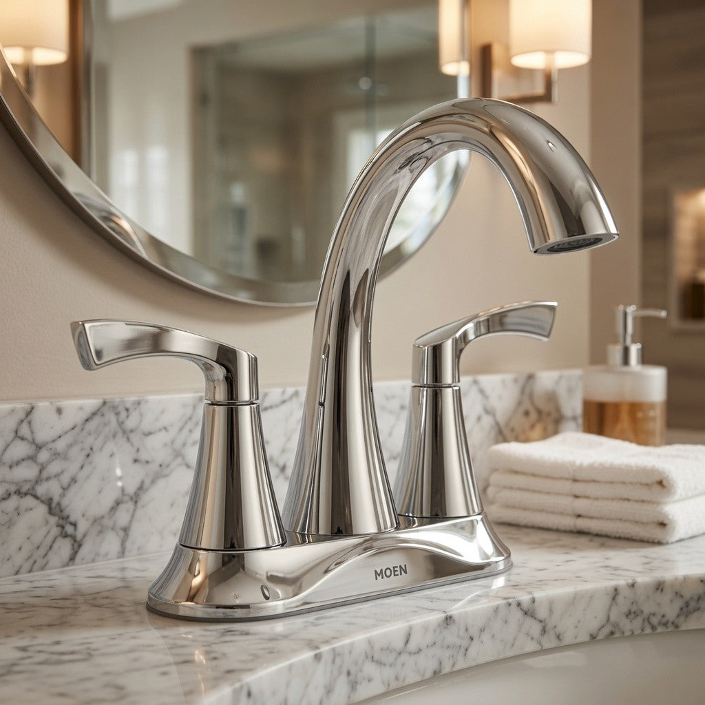 Moen 84467SRN Faucet Spot Resist Brushed Nickel Two-Handle Centerset Bathroom