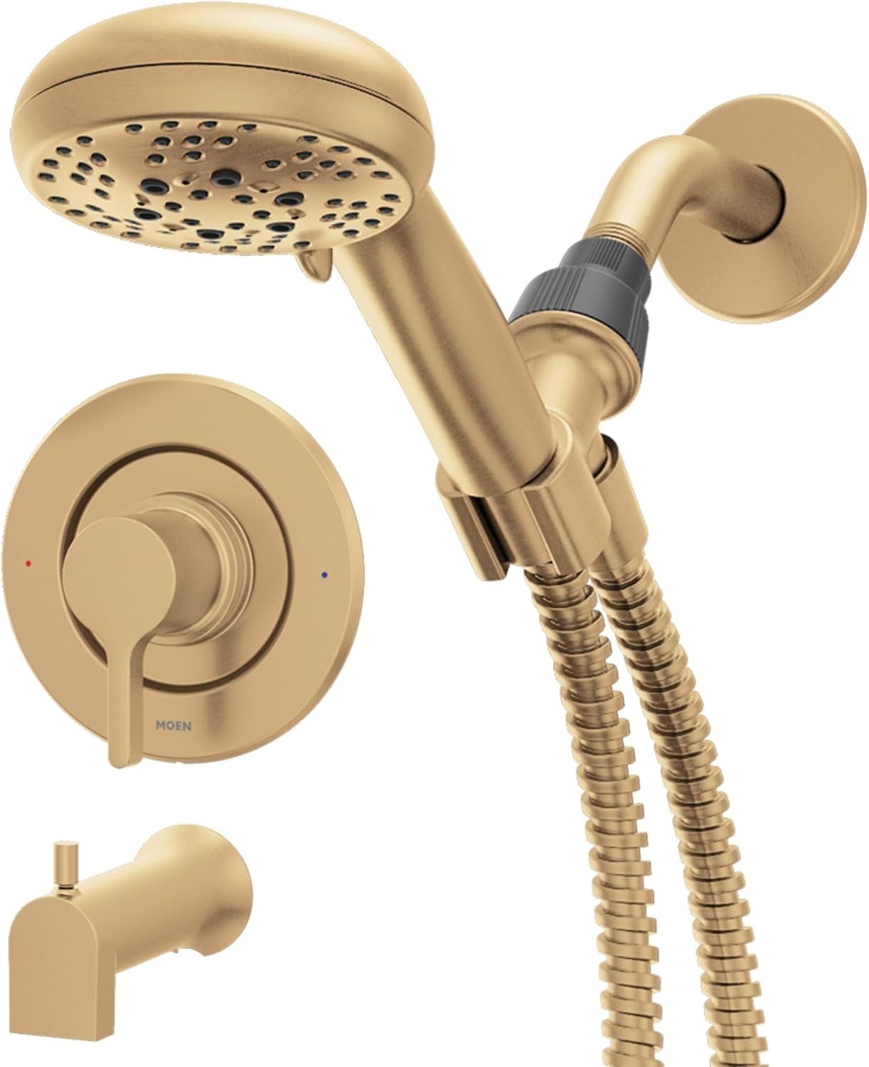 Moen 82775BZG Beric Bronzed Gold Tub Shower Faucet 5-Spray Posi-Temp Trim New