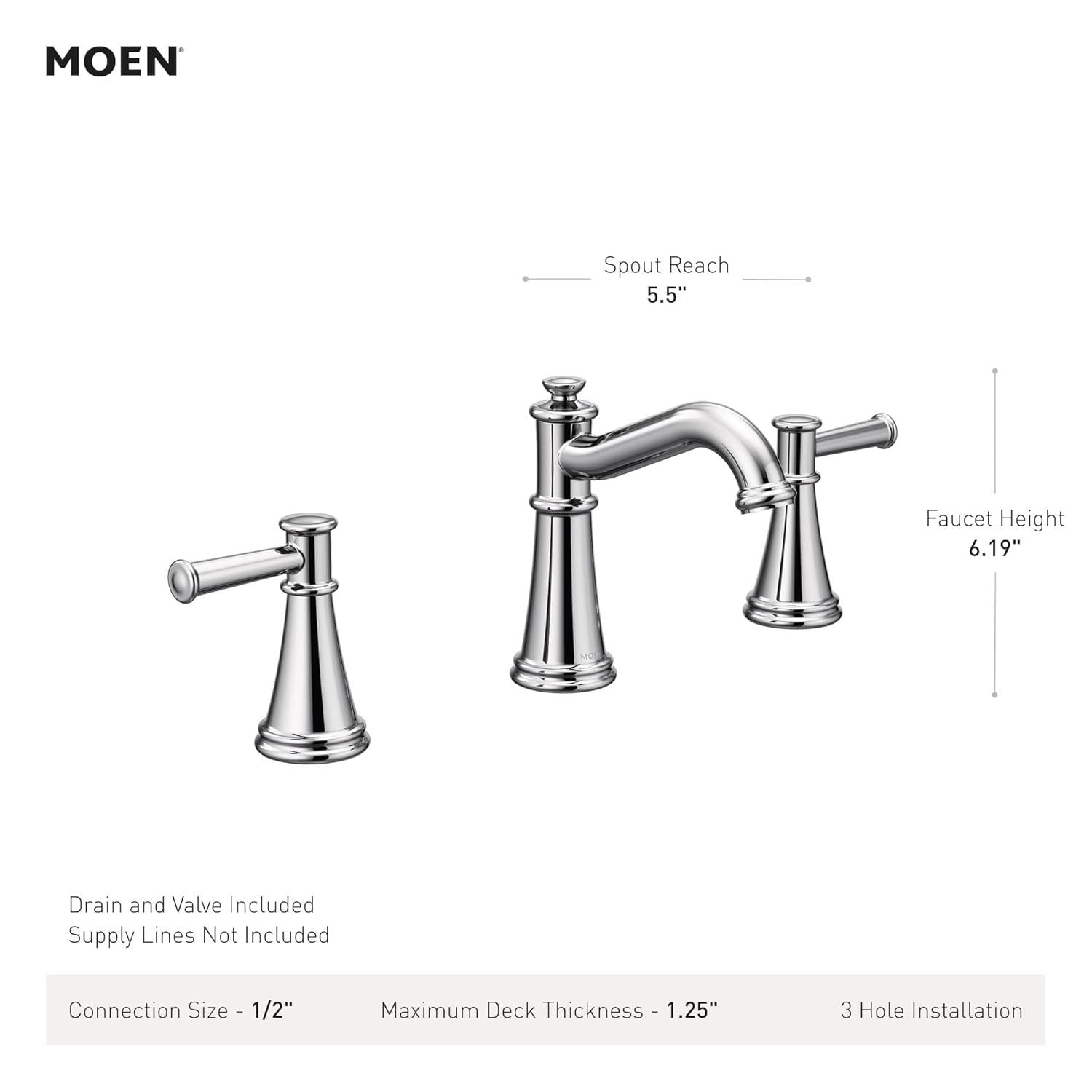 MOEN Belfield T6405BN Bathroom Faucet Two Handle High Arc Brushed Nickel New