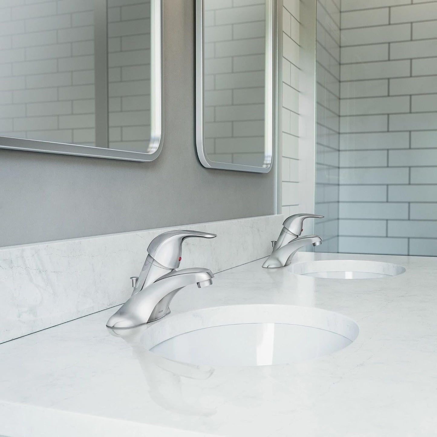 Moen WS84503 Adler Chrome Single-Handle Low Arc Centerset Bathroom Faucet