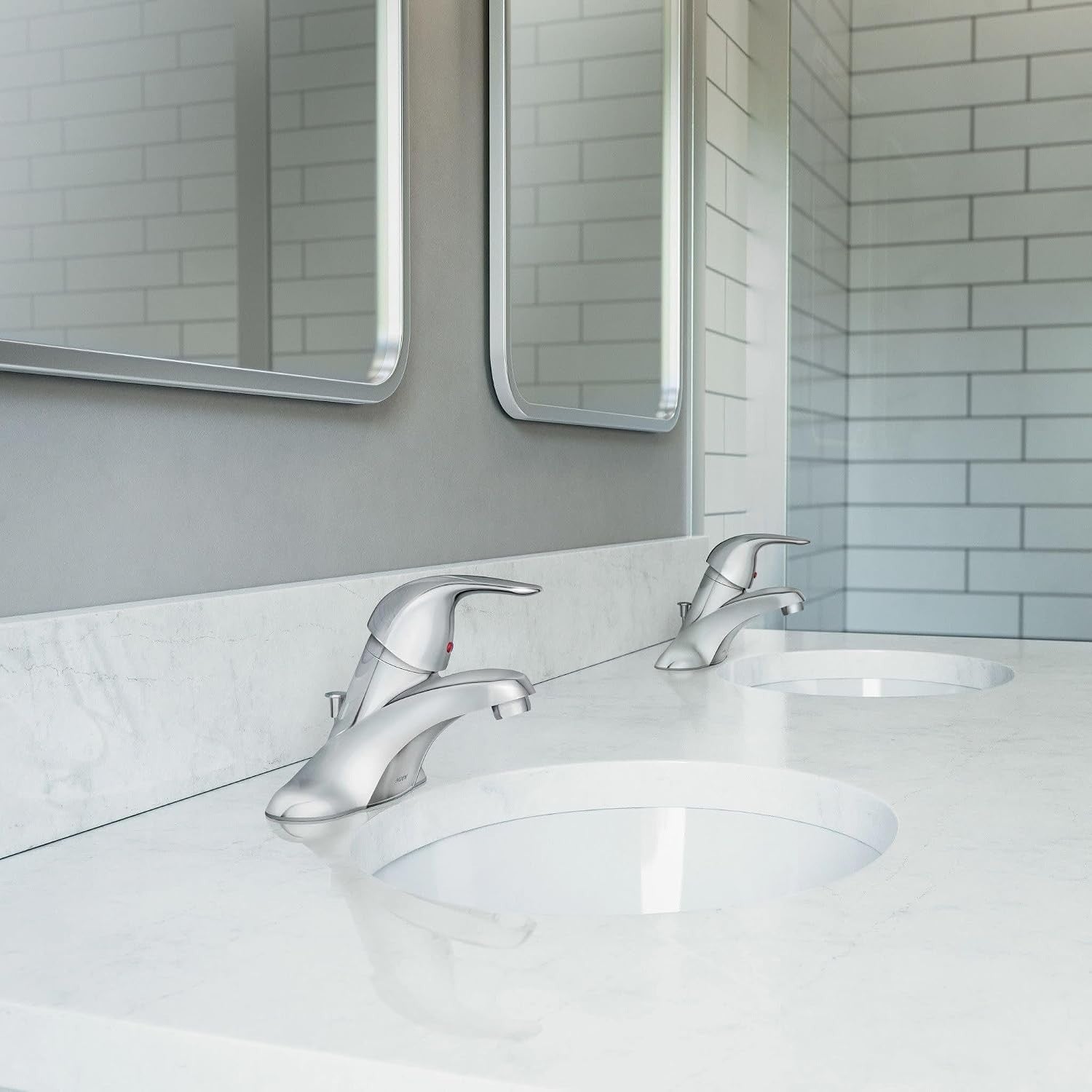Moen WS84503 Adler Chrome Single-Handle Low Arc Centerset Bathroom Faucet