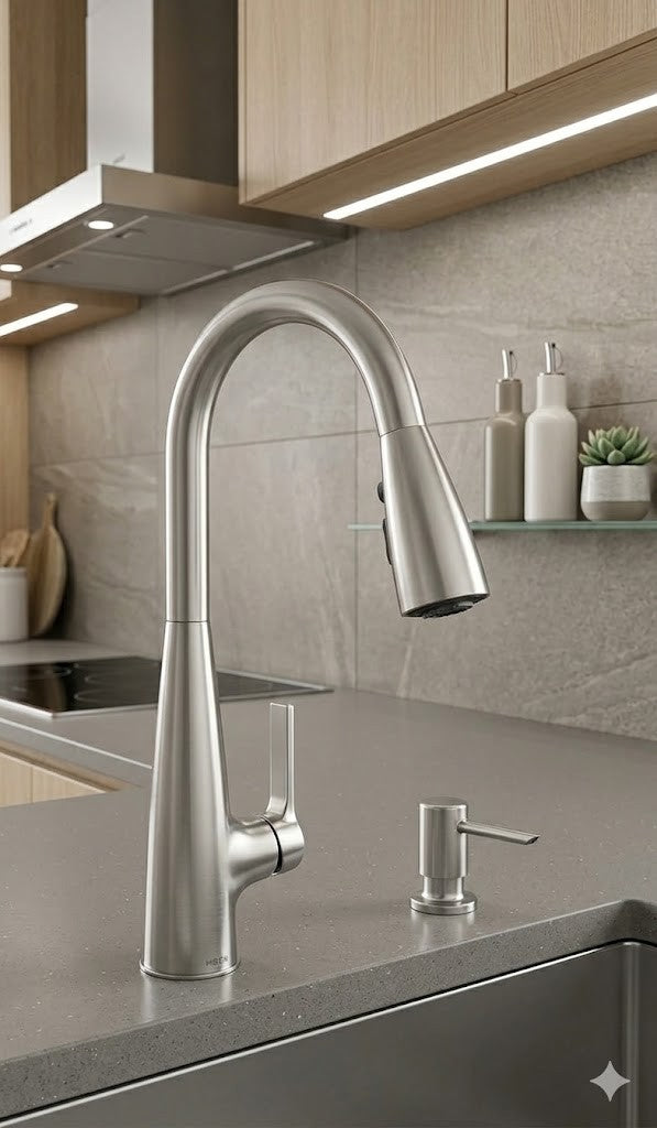 Moen 87627EISRS Haelyn Kitchen Faucet Spot Resist Stainless LED ColorCue New