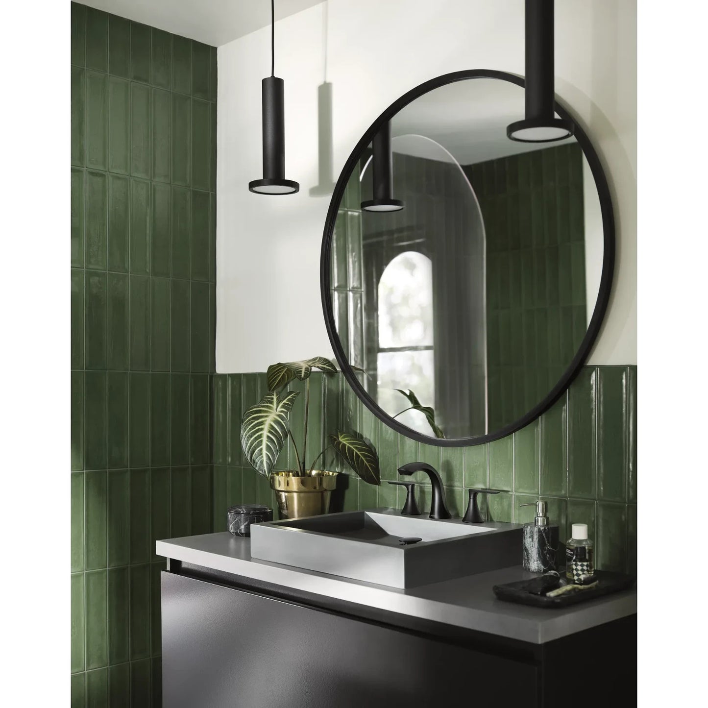 Moen 84517BL Findlay Matte Black Two-Handle High Arc Widespread Bathroom Faucet