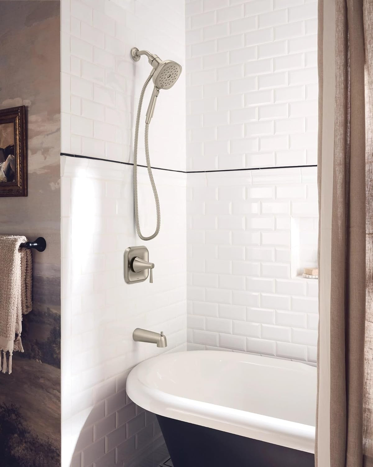Moen 82022SRN Ronan Spot Resist Brushed Nickel Posi-Temp Tub and Shower Faucet