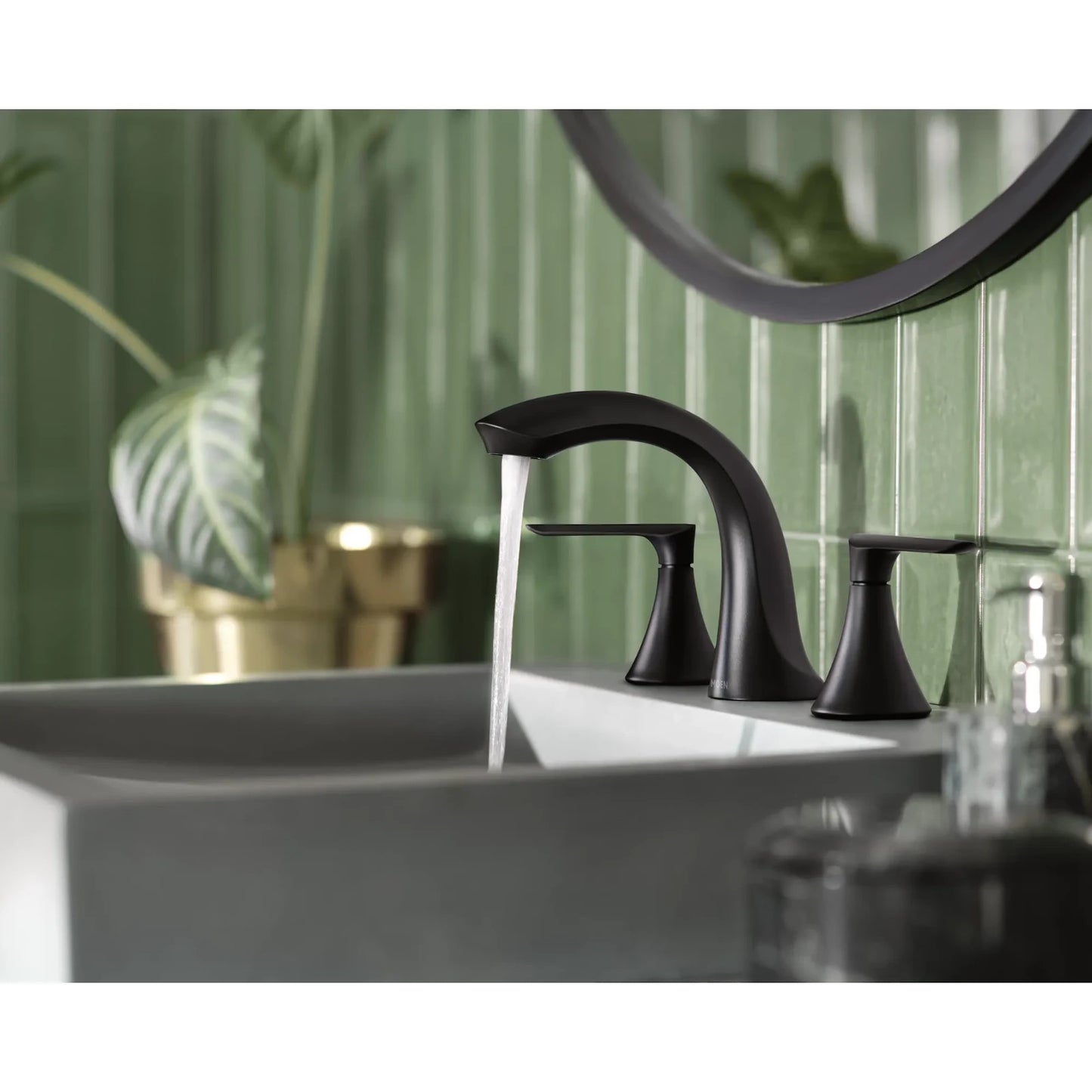 Moen 84517BL Findlay Matte Black Two-Handle High Arc Widespread Bathroom Faucet