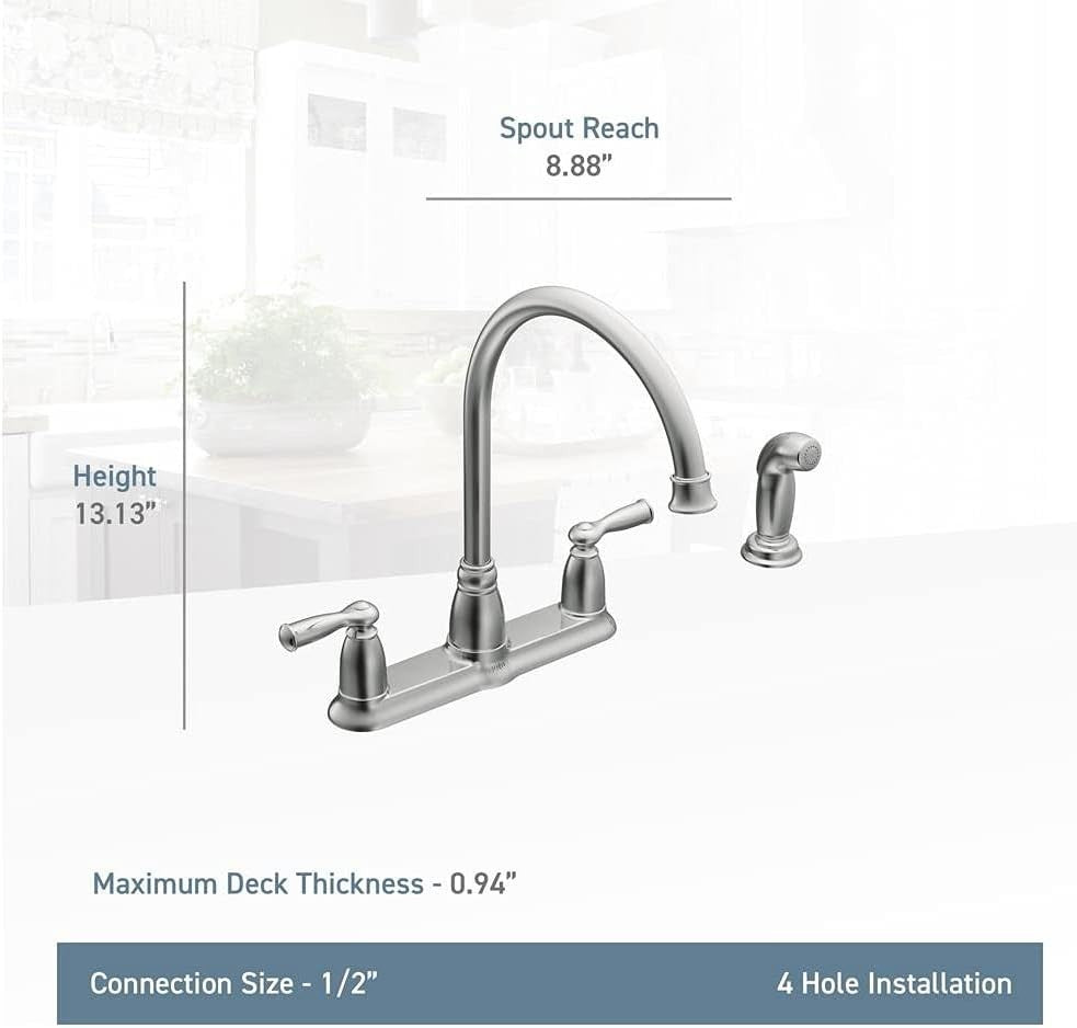 Moen CA87000SRS Banbury High Arc Kitchen Faucet Side Spray Stainless New