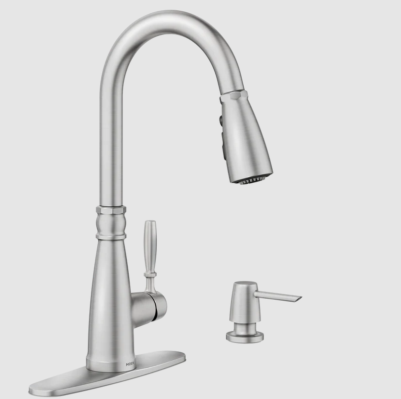 Moen 87162SRS Boman Kitchen Faucet Spot Resist Stainless Pulldown High Arc New