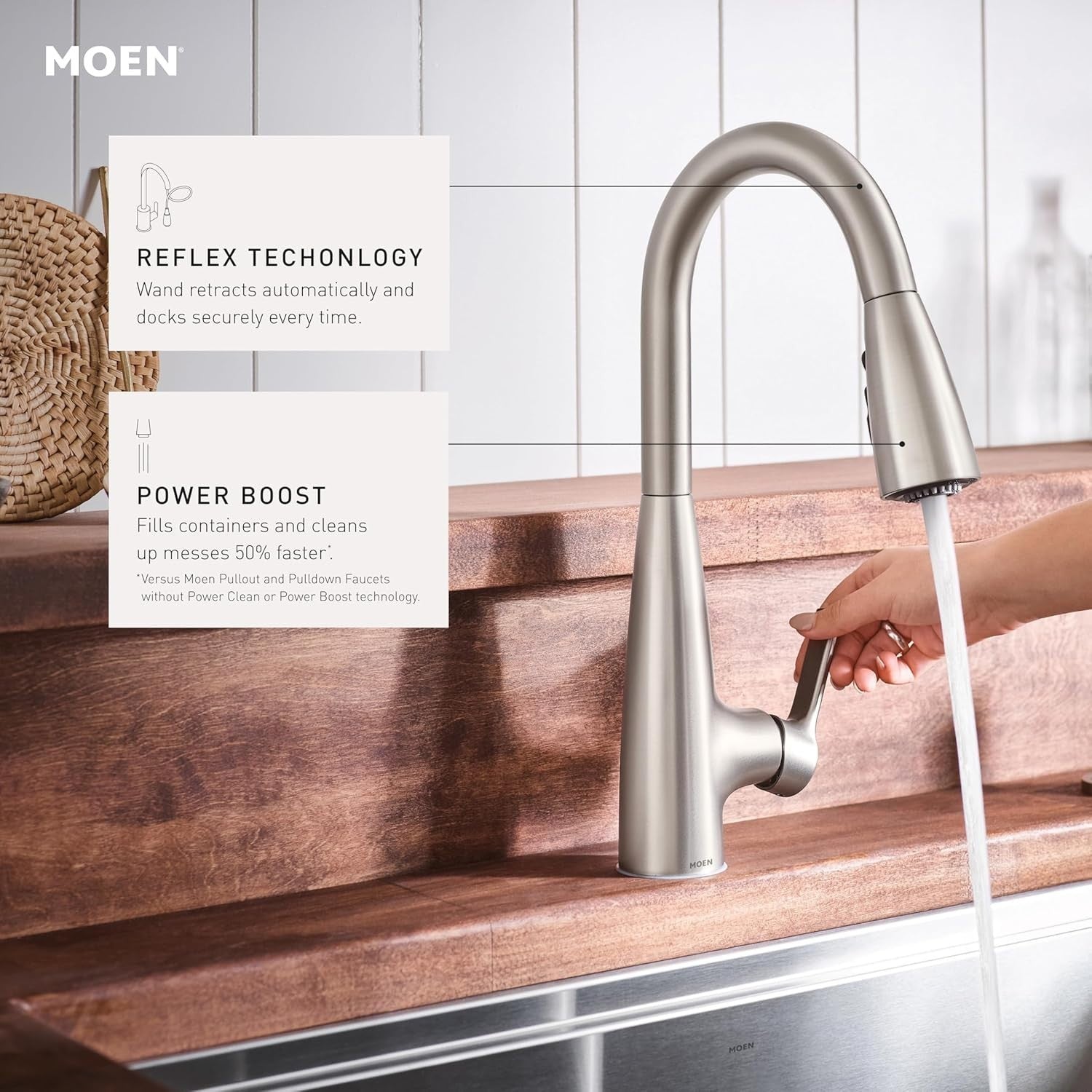 Moen 87627EISRS Haelyn Kitchen Faucet Spot Resist Stainless LED ColorCue New