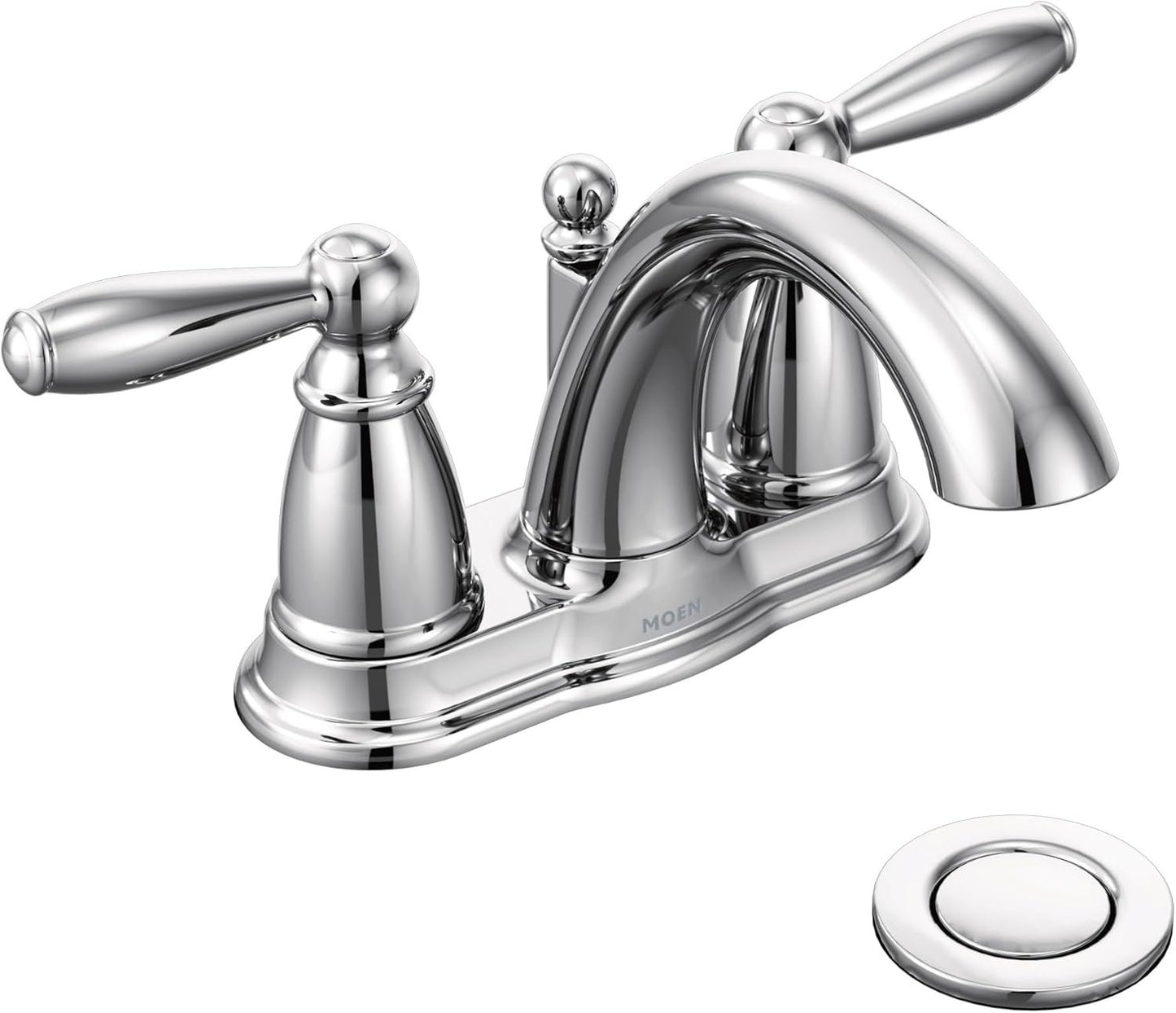 Moen 6610 Brantford Double Handle Centerset Bathroom Faucet W/ Drain Chrome