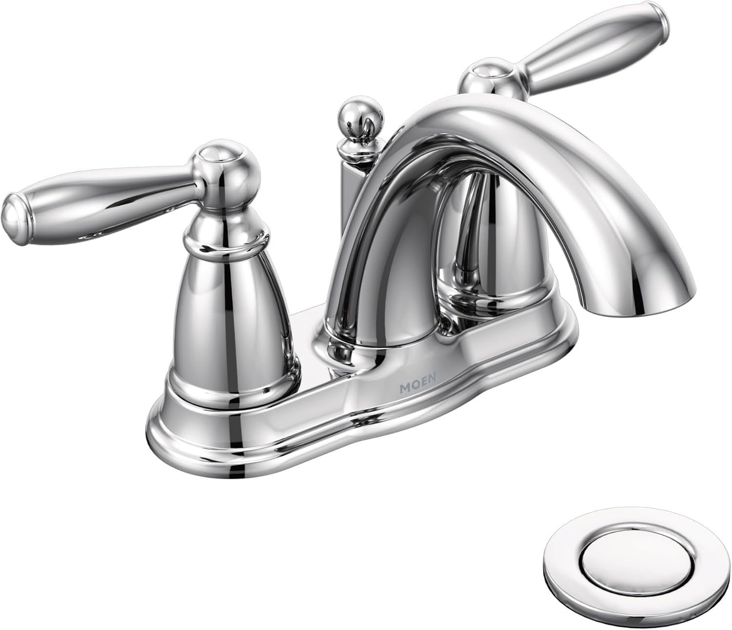 Moen 6610 Brantford Double Handle Centerset Bathroom Faucet W/ Drain Chrome