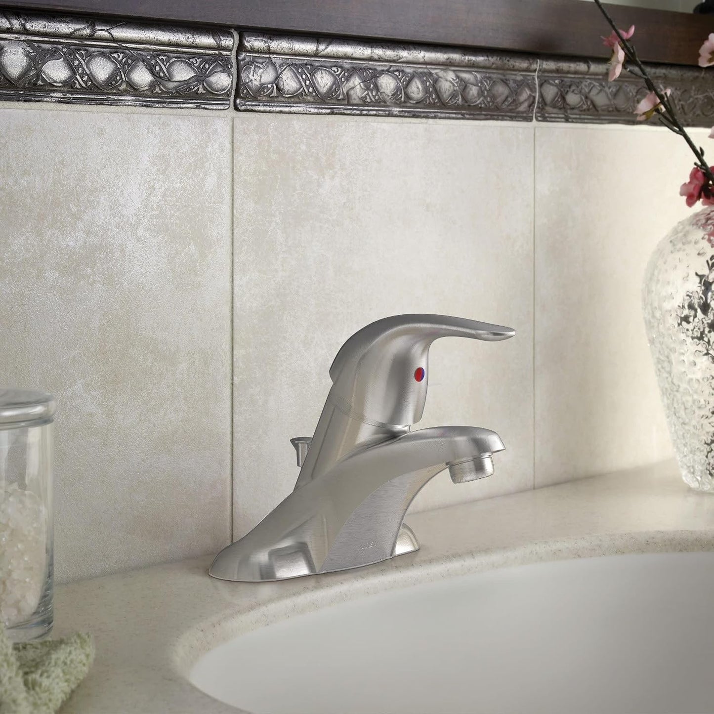 Moen WSL84502SRN Adler Spot Resist Brushed Nickel Single-Handle Bathroom Faucet