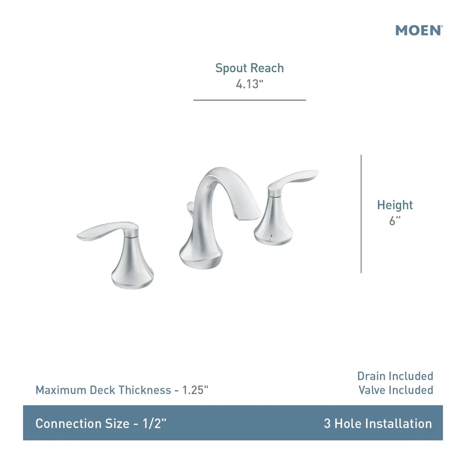 Moen TV6420BN Eva Brushed Nickel Two-Handle High Arc Widespread Bathroom Faucet