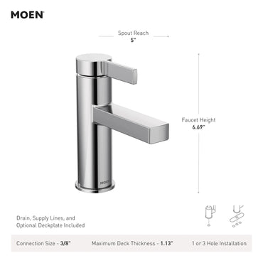 Moen 84774 Beric Single Handle Bathroom Faucet Chrome New