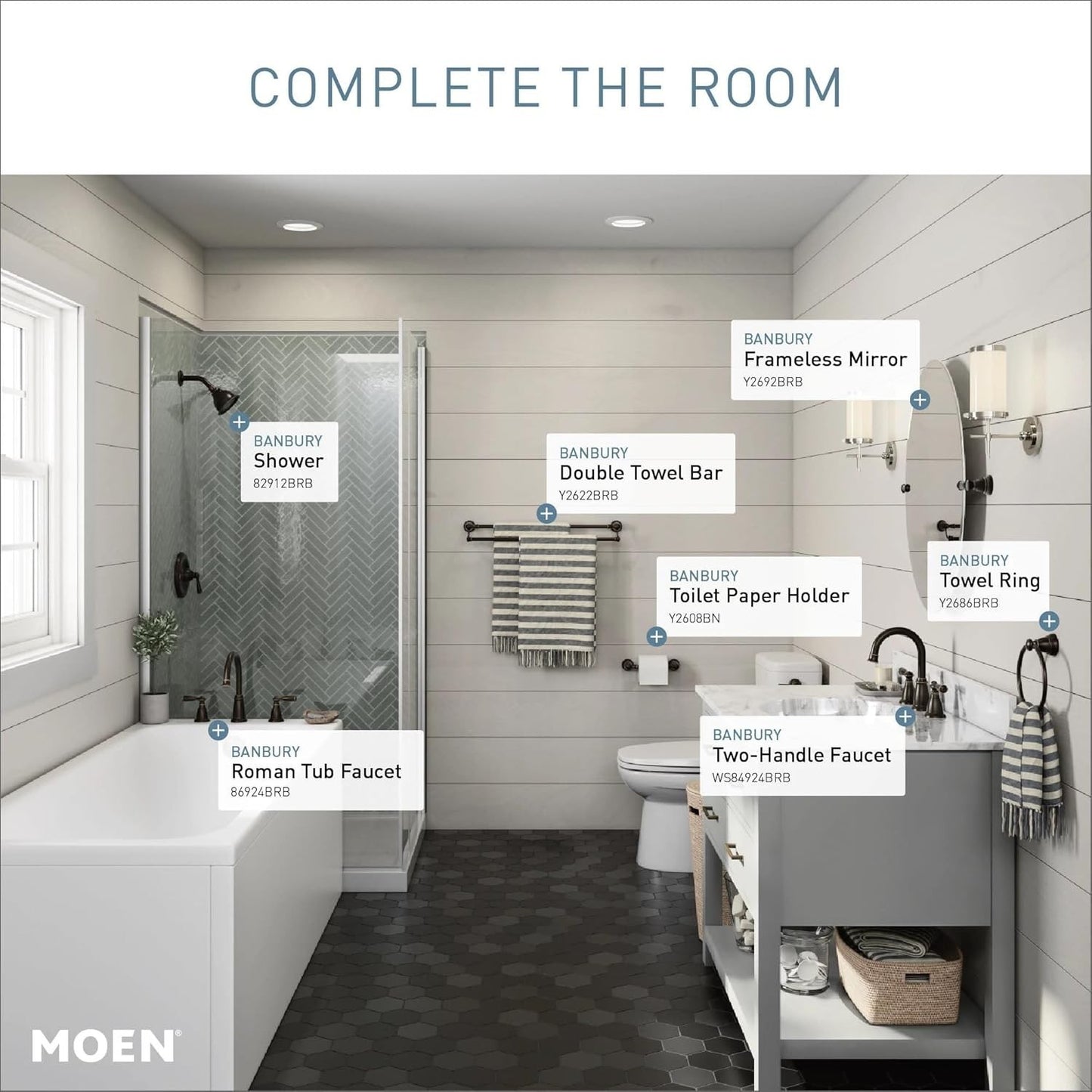 Moen 82910BRB Banbury Mediterranean Bronze Tub Shower Trim Posi-Temp New