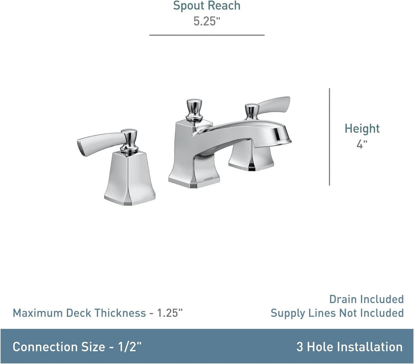 Moen 84926 Conway Chrome Bathroom Faucet Widespread Two Handle High Arc New