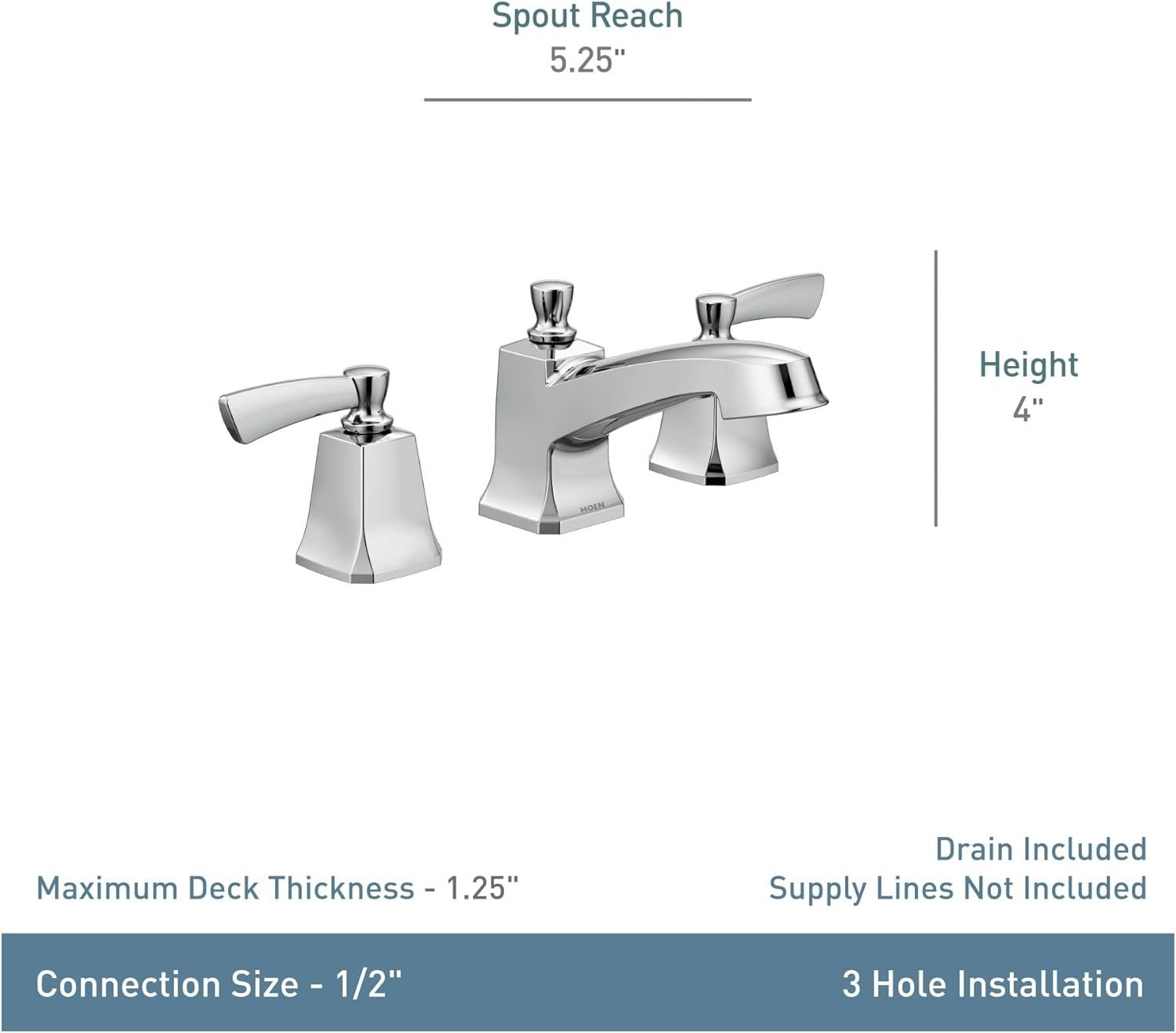 Moen 84926 Conway Chrome Bathroom Faucet Widespread Two Handle High Arc New