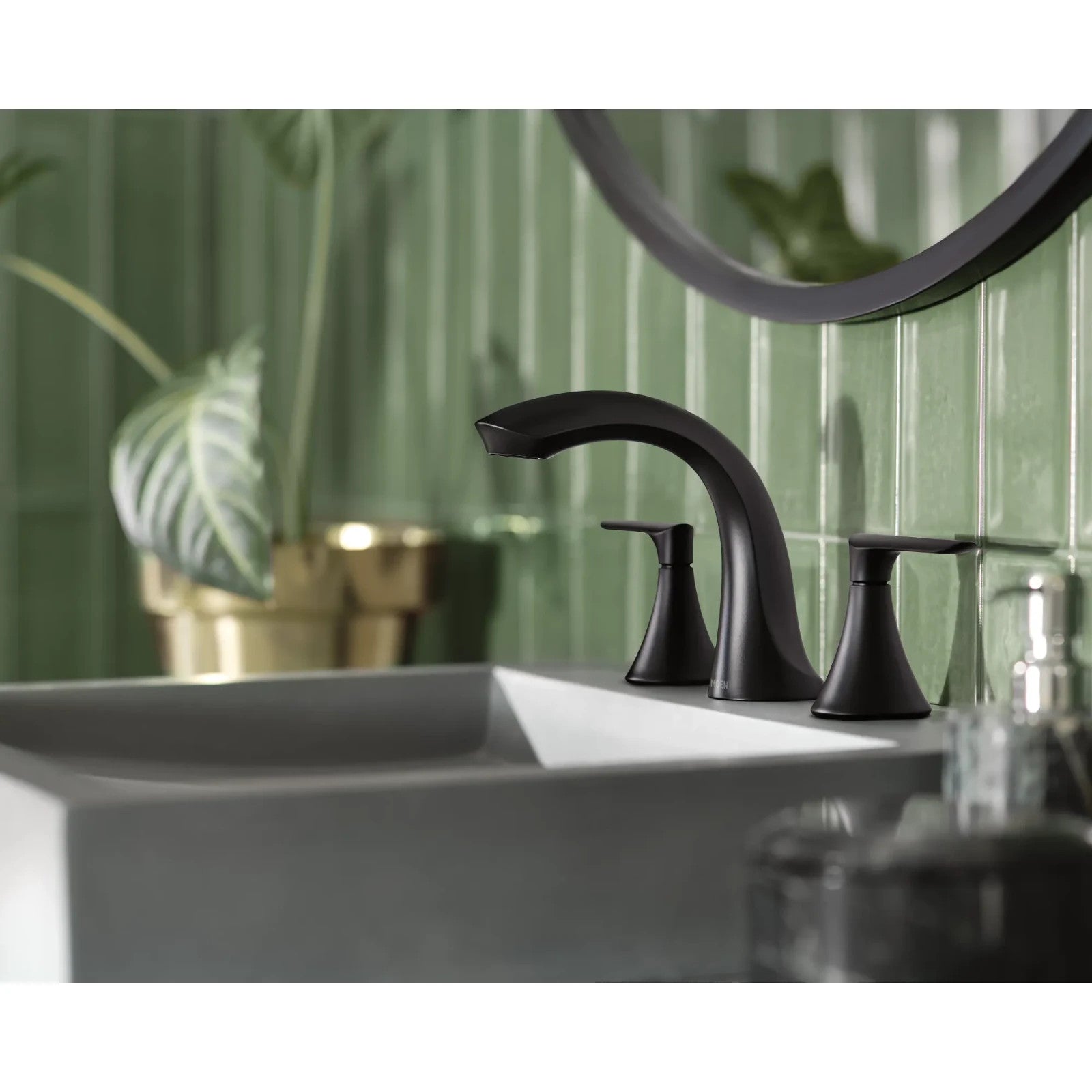 Moen 84517BL Findlay Matte Black Two-Handle High Arc Widespread Bathroom Faucet