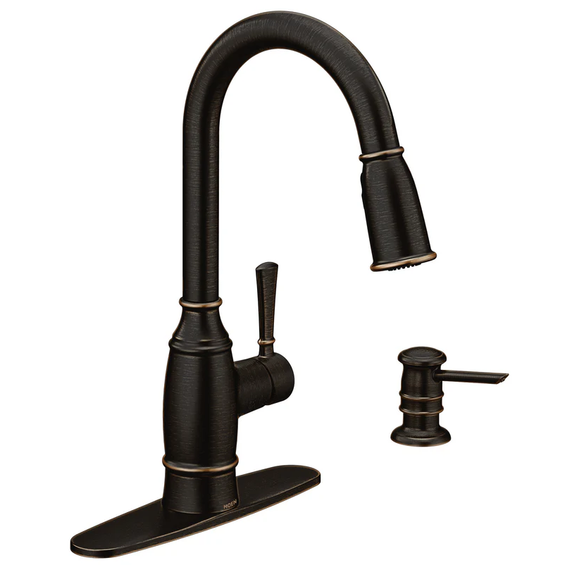 Moen 87791BRB Noell Kitchen Faucet Mediterranean Bronze Pulldown High Arc New