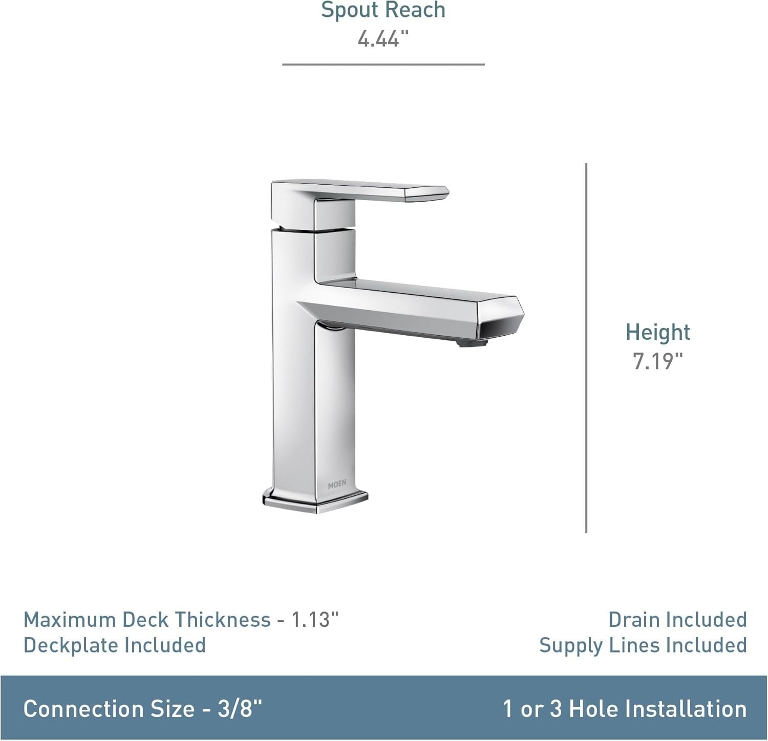 MOEN Neese 84784 4 in. Single Handle Bathroom Faucet in Chrome + Drain Assembly