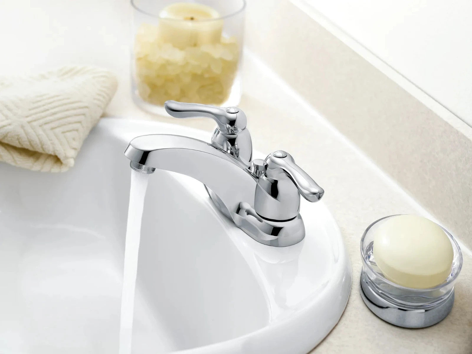 Moen 4925 Chateau Chrome Two-Handle Low Arc Bathroom Faucet New