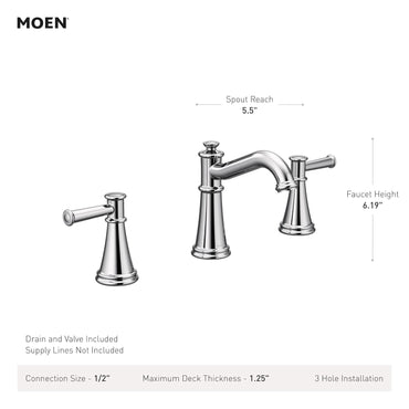 Moen TV6405ORB Belfield Two-Handle High Arc Bathroom Faucet Oil Rubbed BronzeNew