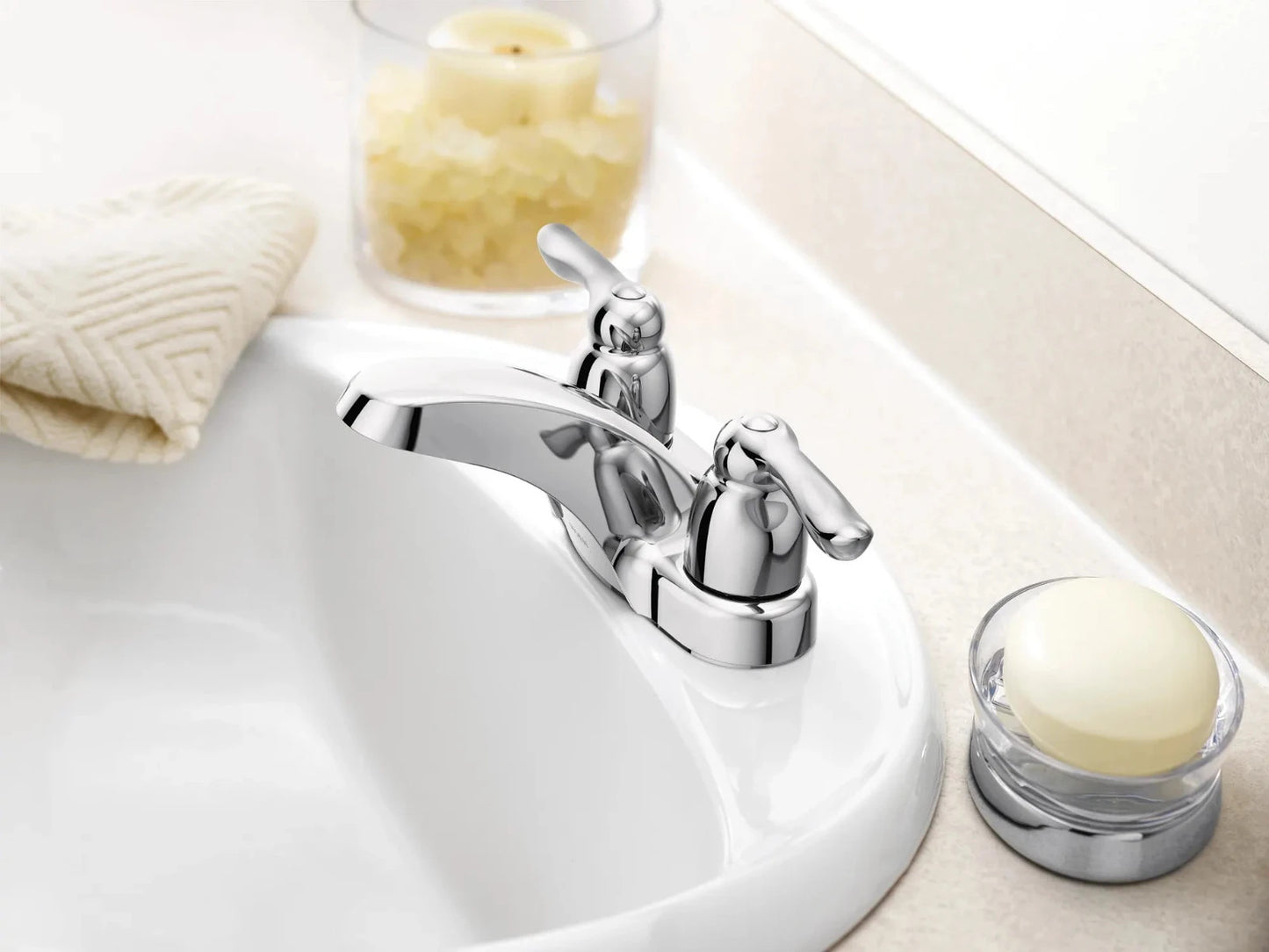 Moen 4925 Chateau Chrome Two-Handle Low Arc Bathroom Faucet New
