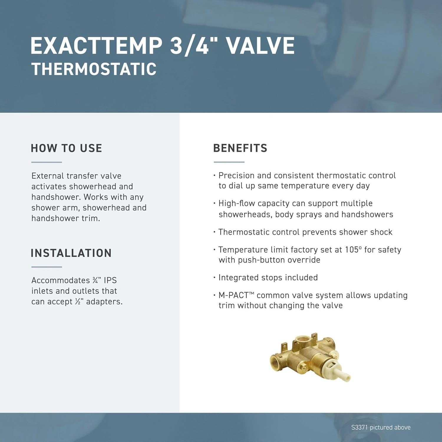 Moen T4691 Voss ExactTemp Chrome Thermostatic Valve Trim Kit, Valve Required