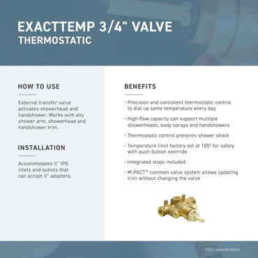 Moen T4691 Voss ExactTemp Chrome Thermostatic Valve Trim Kit, Valve Required
