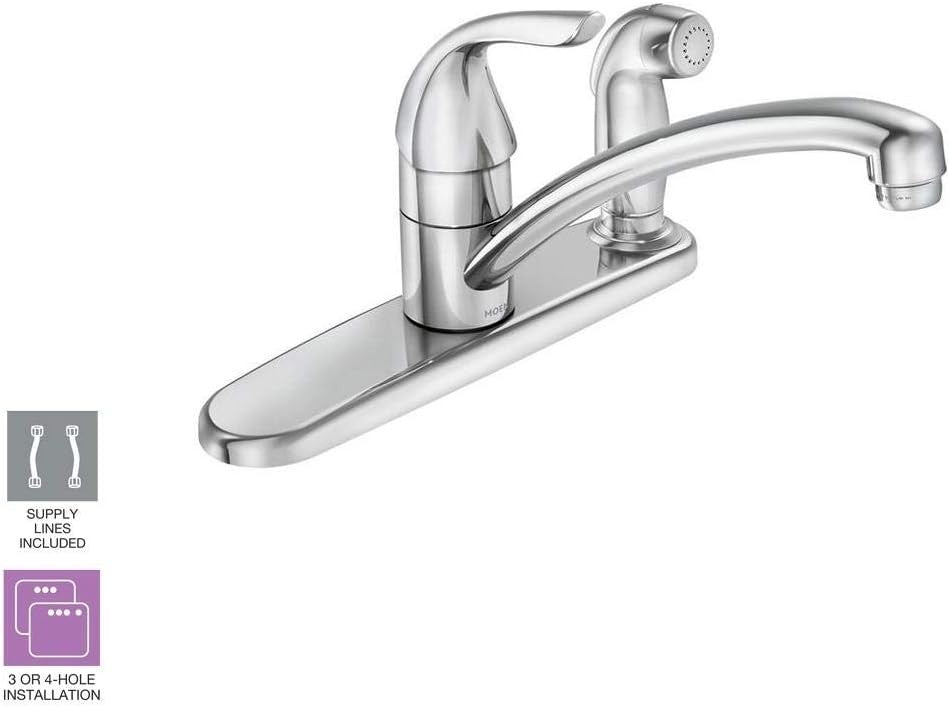 Moen 87203 Adler Chrome One Handle Kitchen Faucet Low Arc Single Lever New