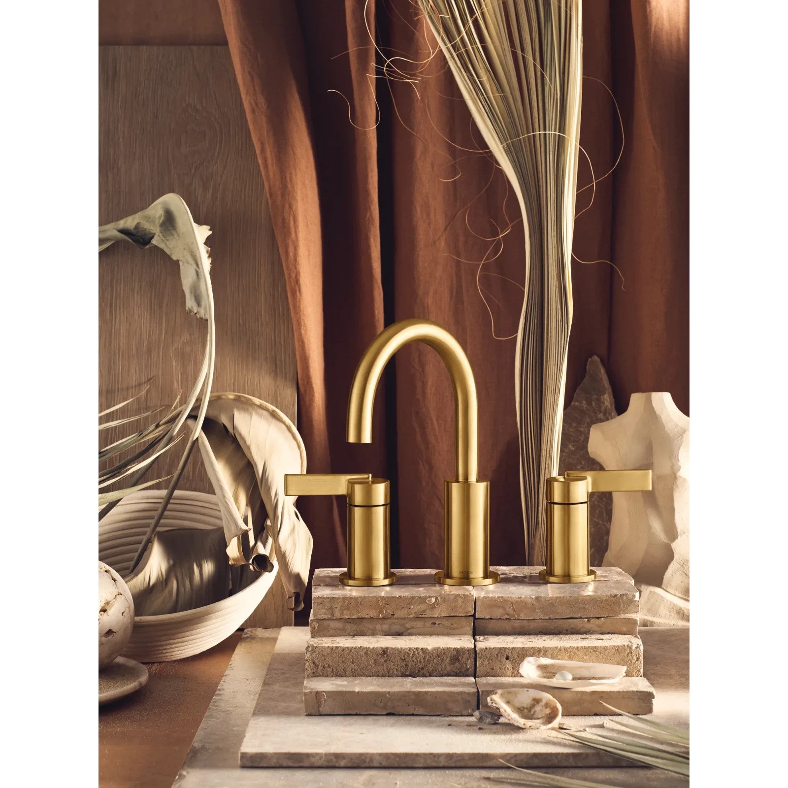 Moen TV6222BG Cia Brushed Gold Two-Handle High Arc Widespread Bathroom Faucet