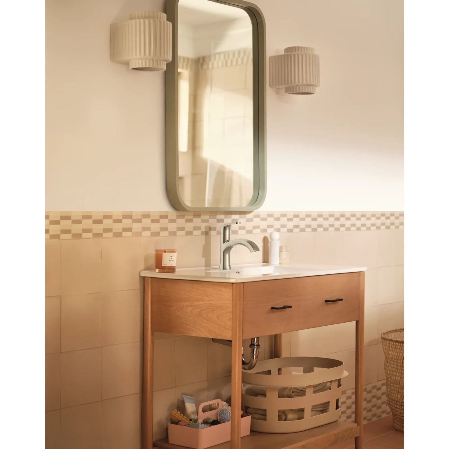Moen 84346SRN Karis Spot Resist Brushed Nickel Single-Handle High Fauc Bathroom