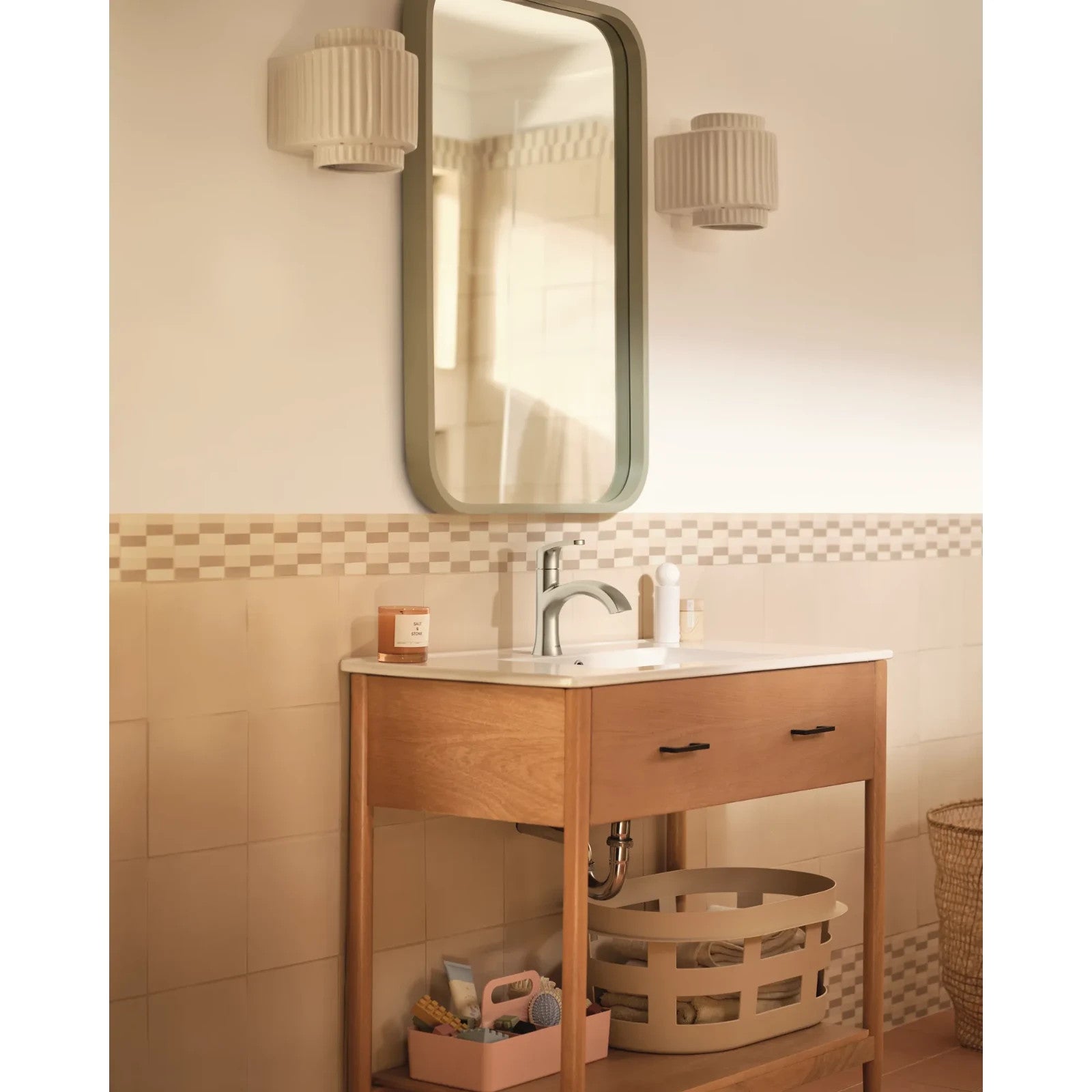 Moen 84346SRN Karis Spot Resist Brushed Nickel Single-Handle High Fauc Bathroom