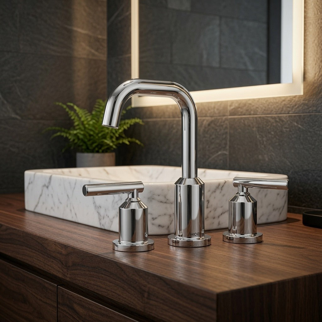 Moen TV6142 Gibson Chrome Two-Handle High Arc Widespread Bathroom Faucet