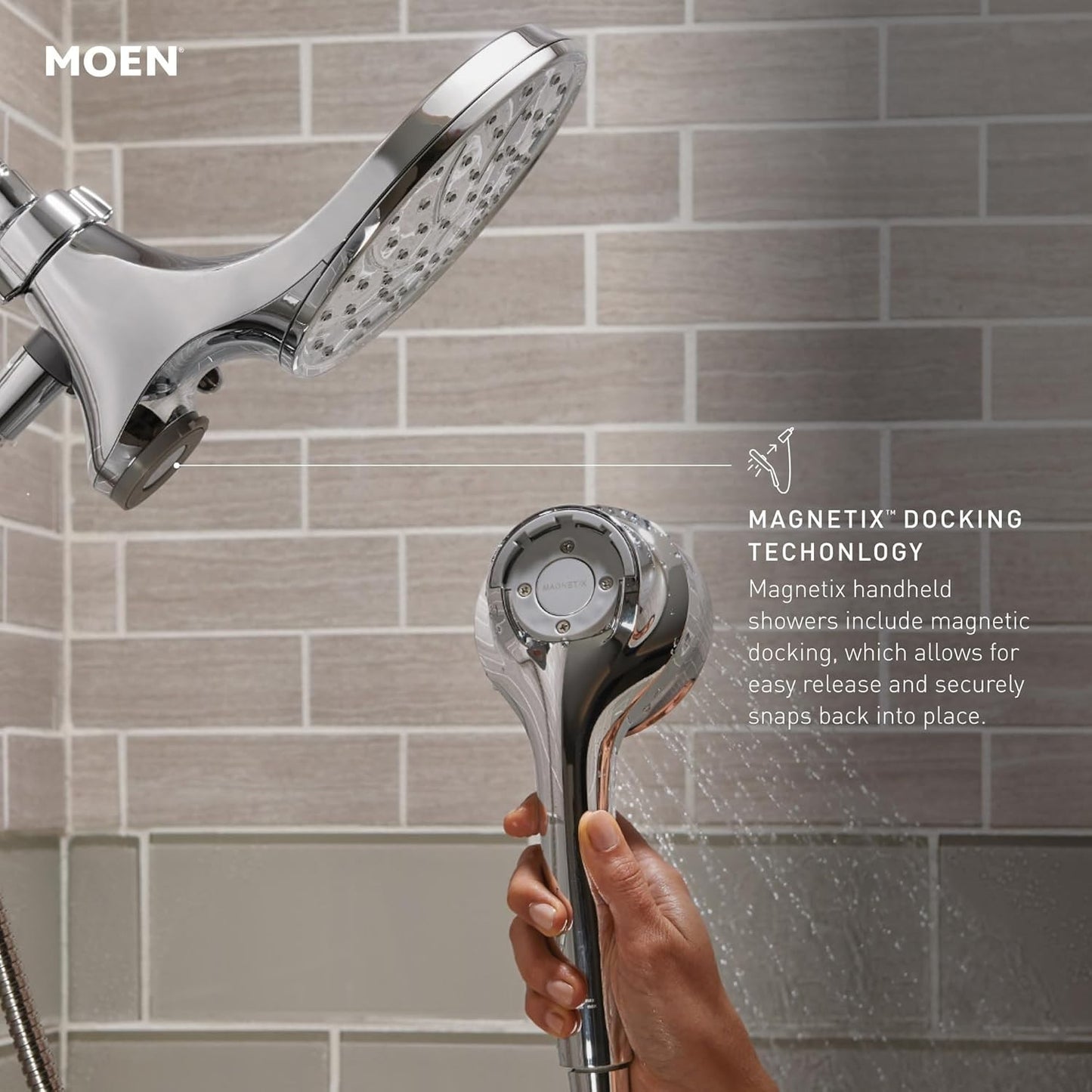 Moen 220C3BL Verso Combination Shower Head Matte Black Magnetix Handheld New