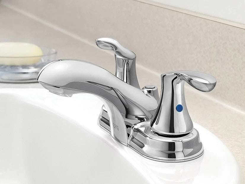 Moen 40225 Cornerstone Chrome Bathroom Faucet Two Handle Low Arc Sink New