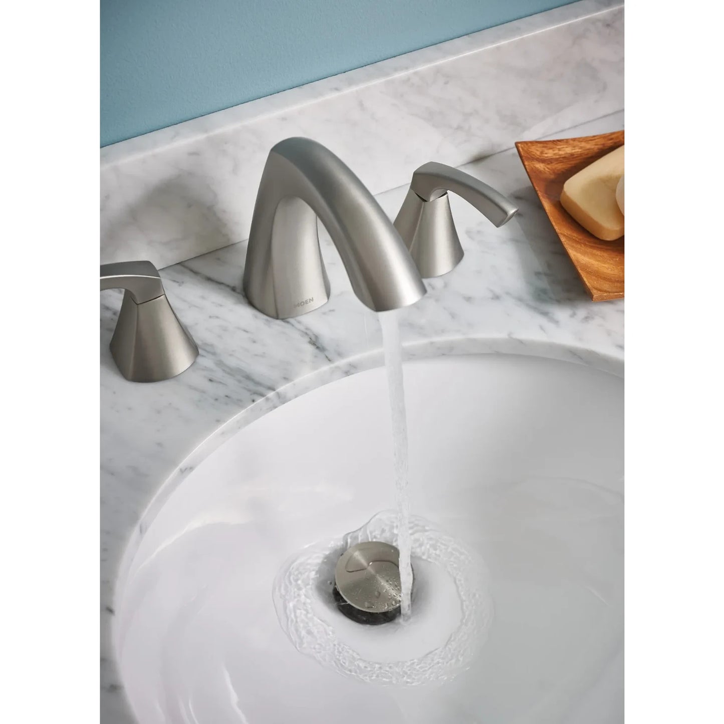 Moen 84504SRN Lindor Spot Resist Brushed Nickel Two-Handle High Arc Widespread