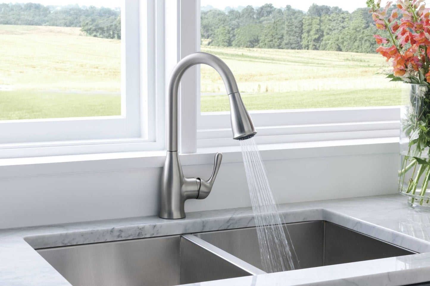 Moen 87966SRS Kaden Kitchen Faucet Spot Resist Stainless Pulldown High Arc New