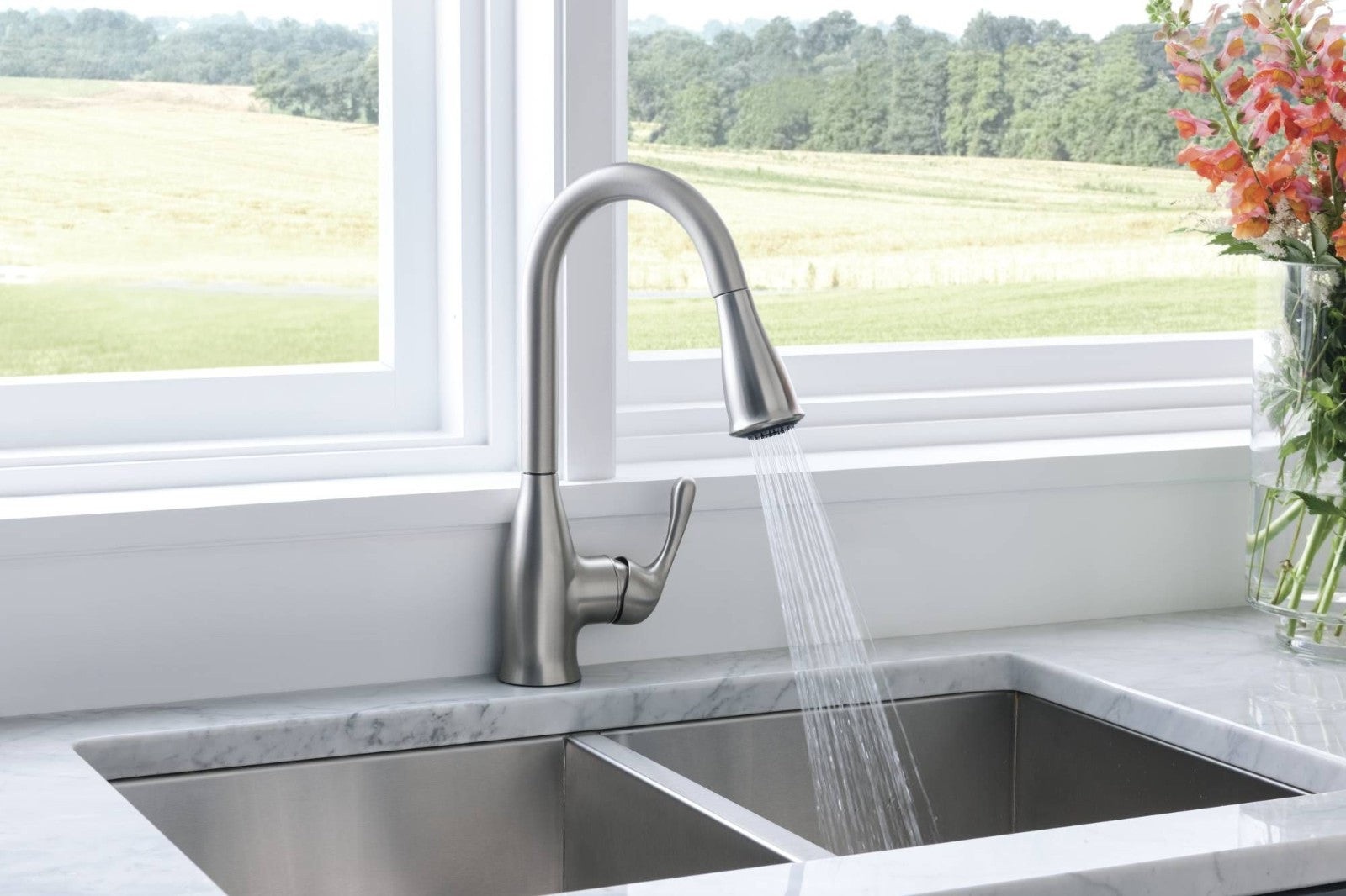 Moen 87966SRS Kaden Kitchen Faucet Spot Resist Stainless Pulldown High Arc New