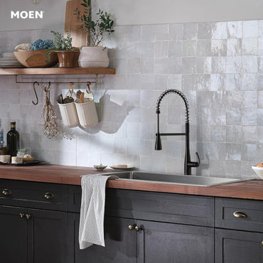 Moen 87814BL Essie Kitchen Faucet Matte Black Pulldown Pre-Rinse Soap Dispenser