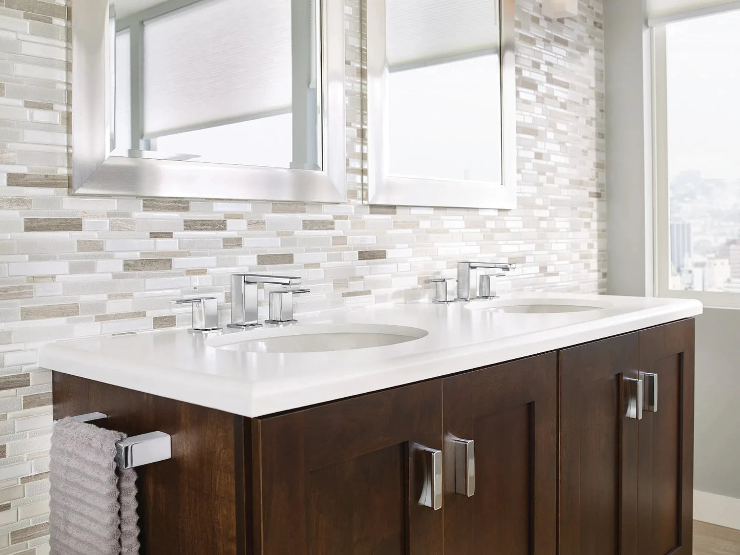 Moen TS6721 90 Degree Two-Handle Low Arc Bathroom Faucet Chrome New