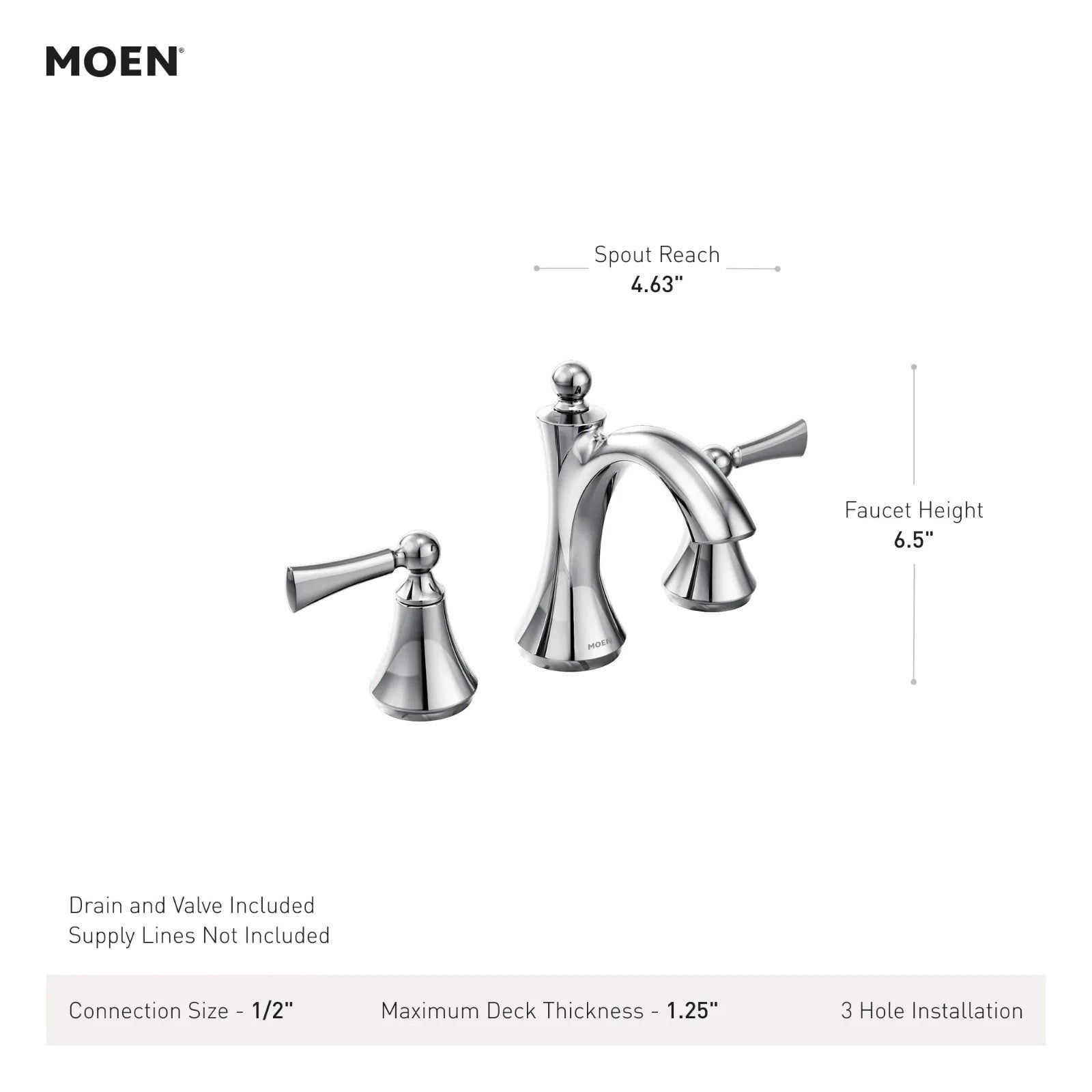 Moen TV4520BN Wynford Brushed Nickel Two-Handle High Arc Bathroom Faucet
