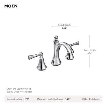 Moen TV4520BN Wynford Brushed Nickel Two-Handle High Arc Bathroom Faucet