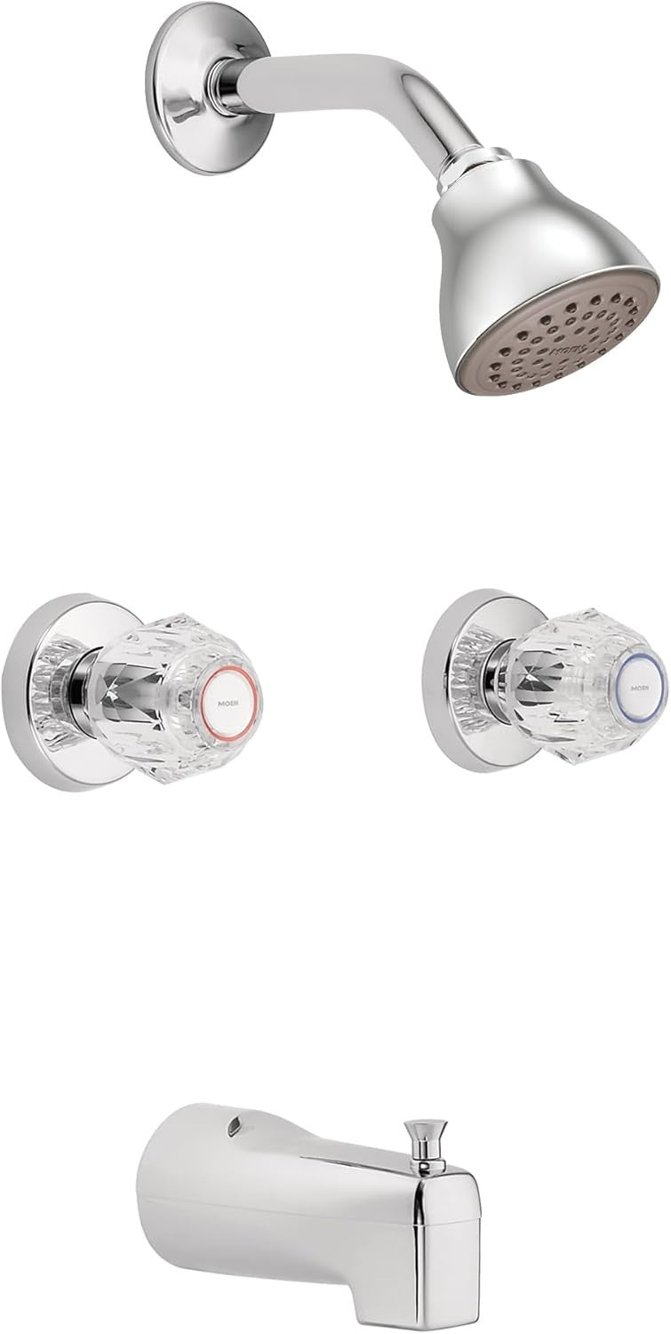 Moen 2982EP Chateau Chrome Tub Shower Faucet Set Knob Handle WaterSense New