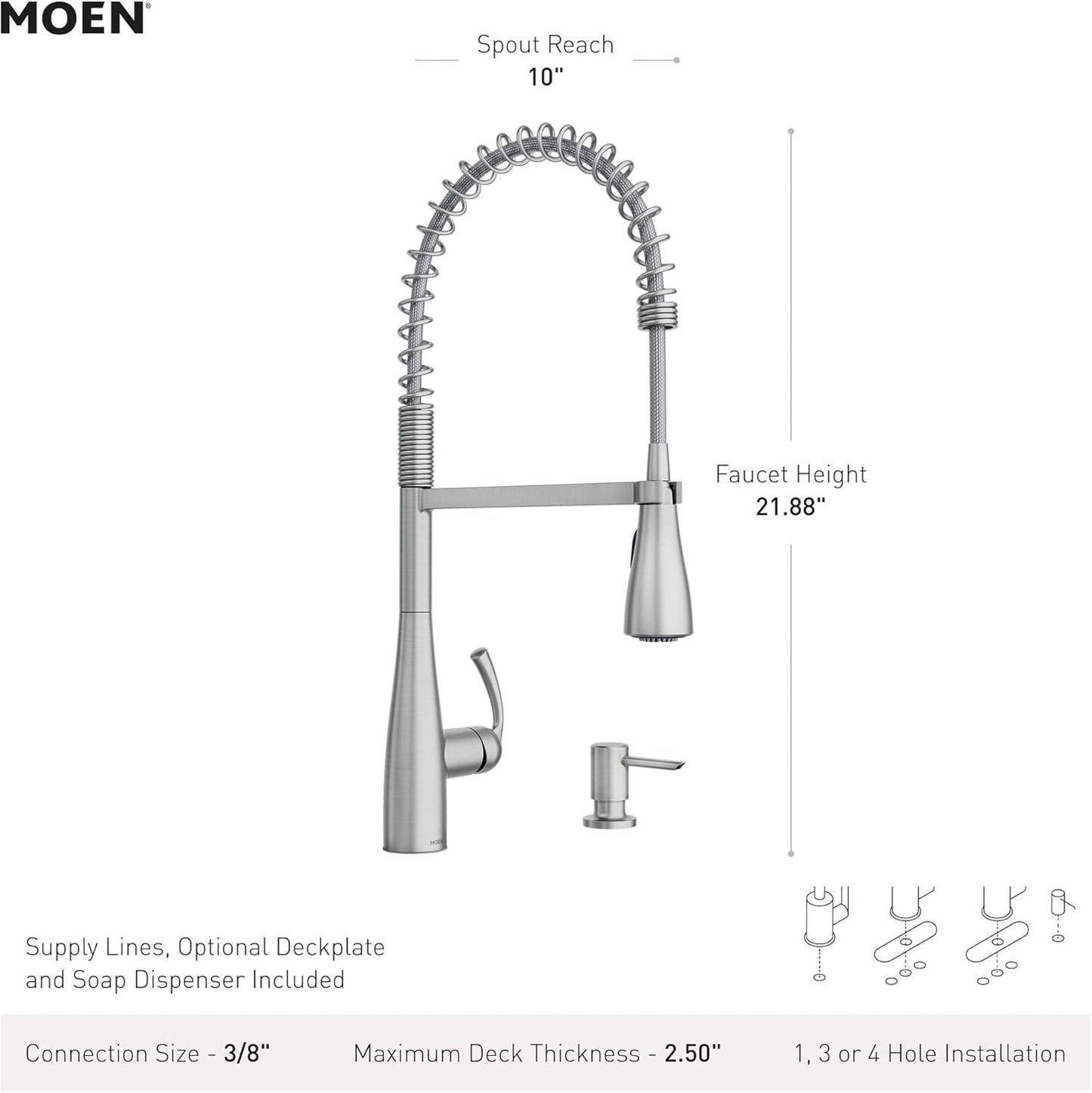 Moen 87814BL Essie Kitchen Faucet Matte Black Pulldown Pre-Rinse Soap Dispenser