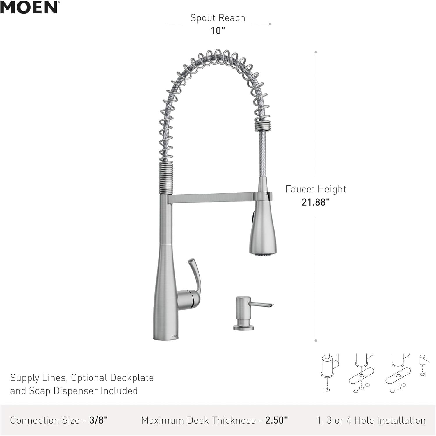 Moen 87814BL Essie Kitchen Faucet Matte Black Pulldown Pre-Rinse Soap Dispenser