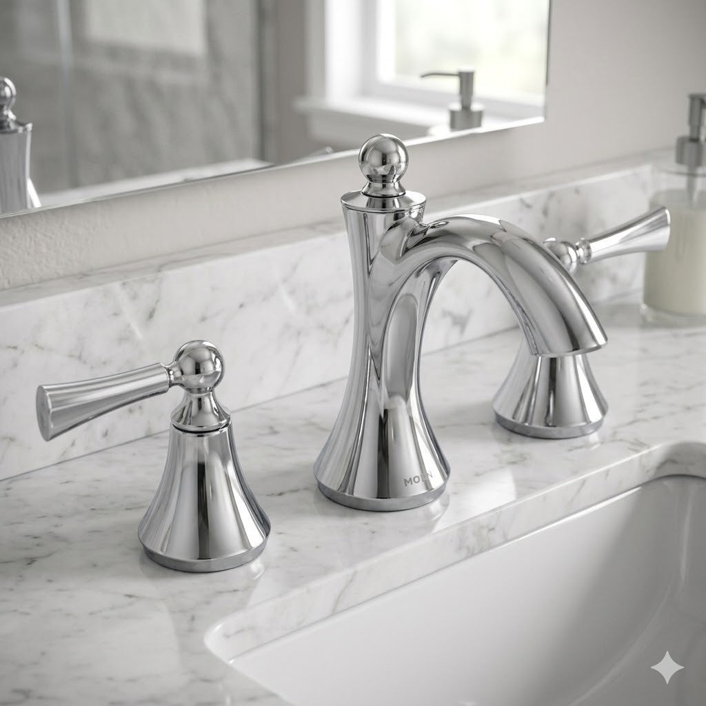 Moen TV4520 Wynford Two-Handle High Arc Bathroom Faucet Chrome