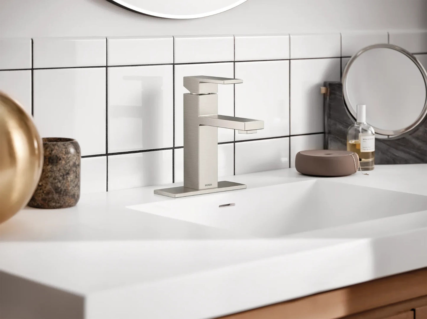 Moen 84771SRN Revyl Single Handle Bathroom Faucet Spot Resist Brushed Nickel New